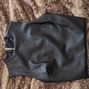 SKIMS Black Faux Leather Crop Top